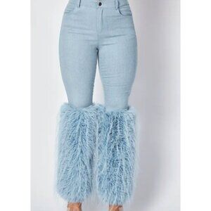 Faux Fur Embellished Jeans